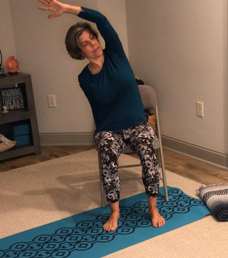 Gentle seated side bend to get a nice stretch in the often ignored intercostal muscles. Gentle seated side bend to get a nice stretch in the often ignored intercostal muscles.