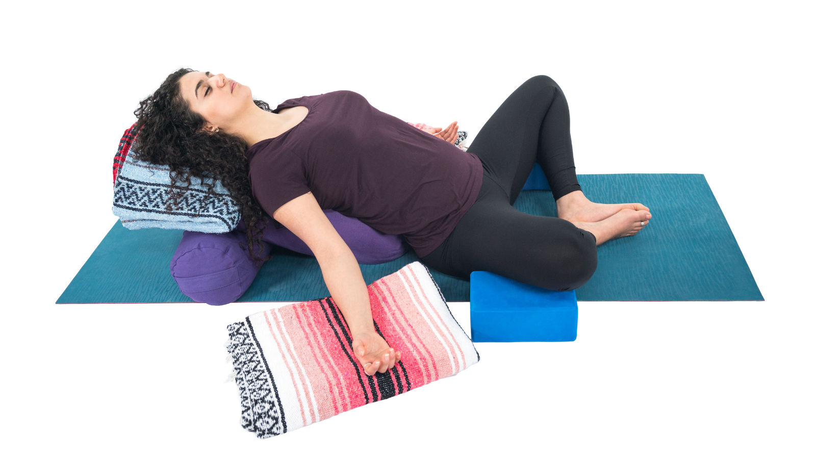 Restorative Yoga is great to practice to help your mind and body prepare for a good night's sleep Practicing Supta Baddha Konasana to help promote good sleep